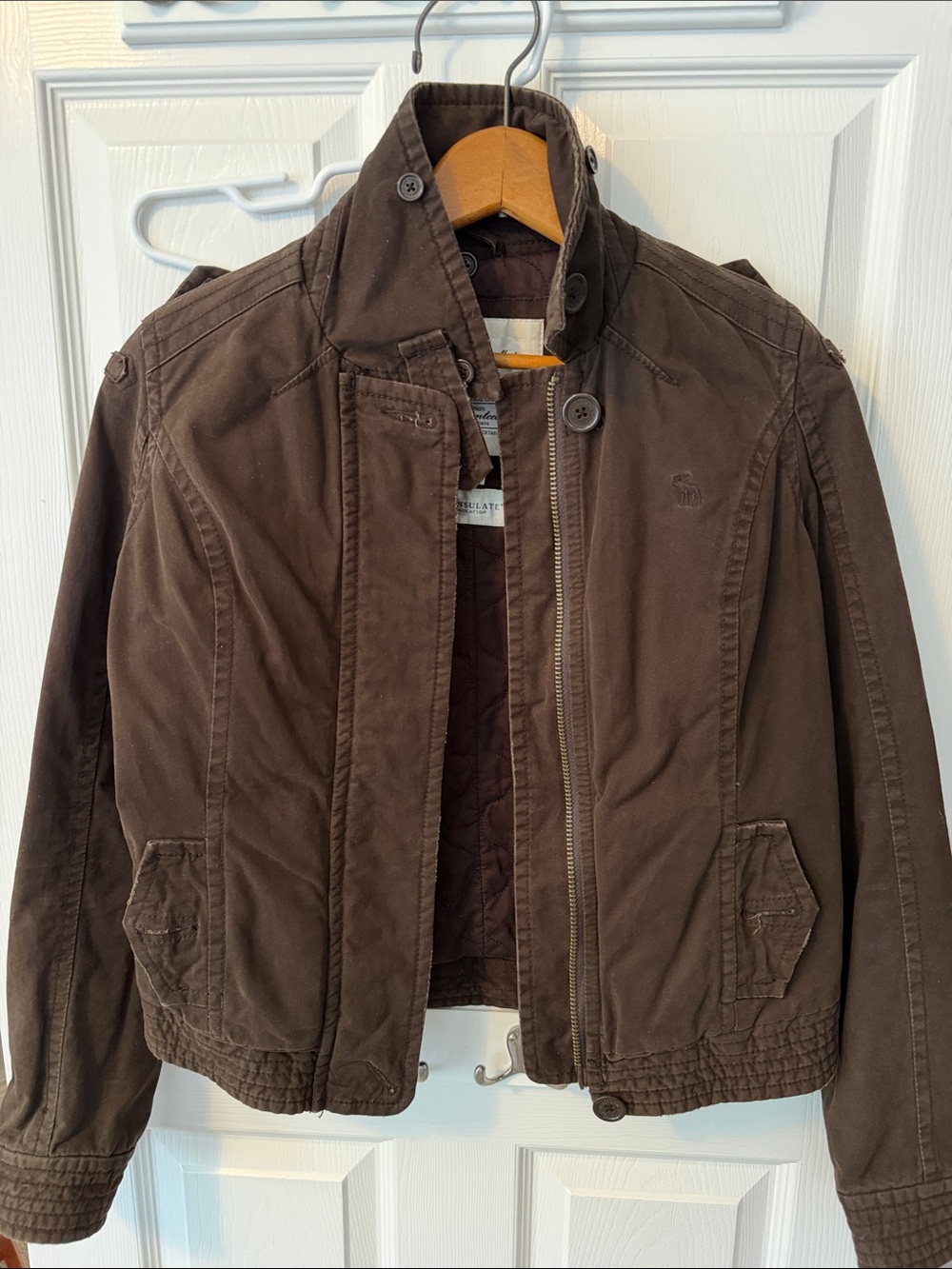 Abercrombie & Fitch Men's Quilted Bomber style Jacket in Dark Brown